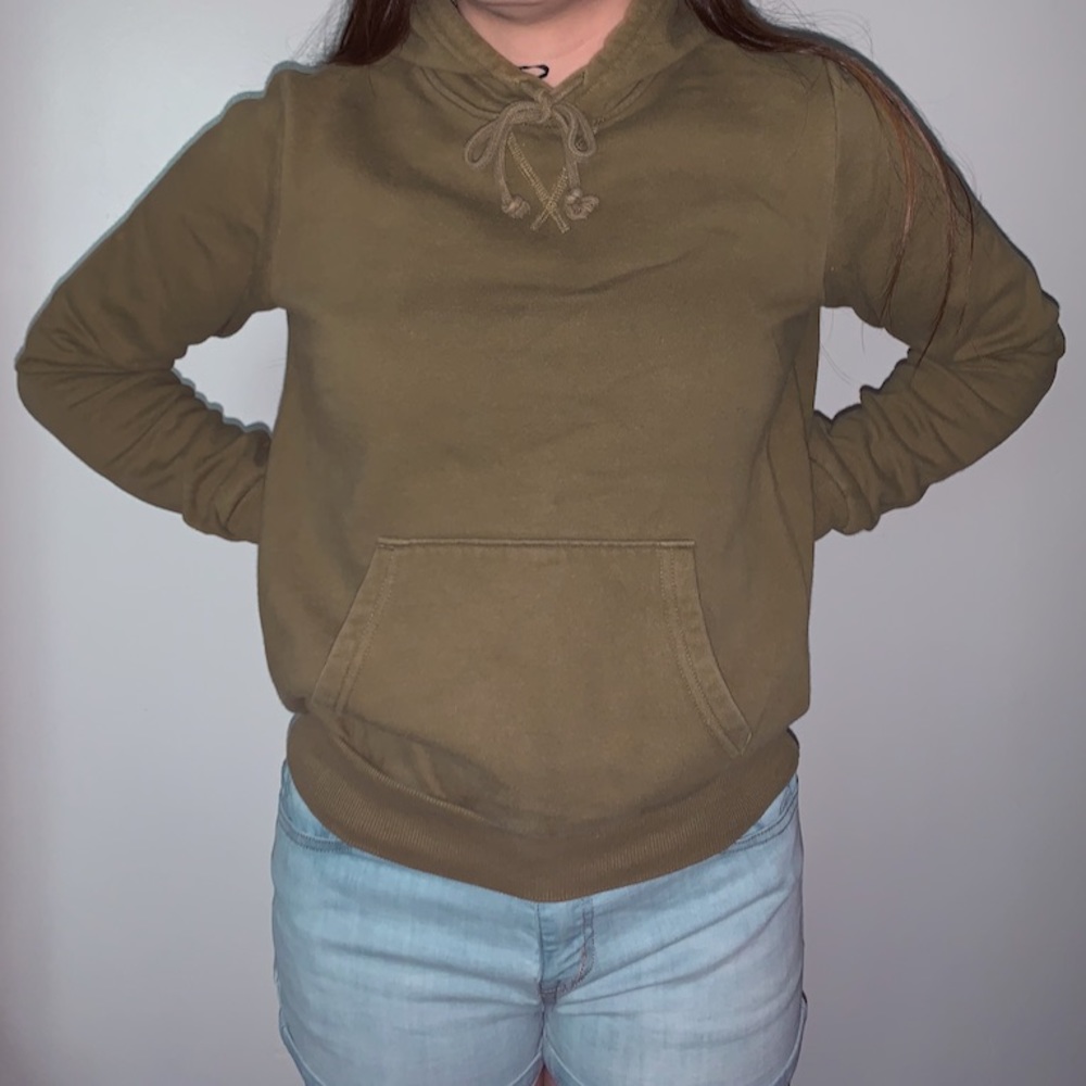 H&M Olive Green Cropped Hoodie
